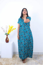 MANGAI New Regular Fit Cotton Printed Nighties - All Over Printed Stylish Nightwear for Stylish Women | Side Cut Pocket | Beautiful Nighties for Stylish Women's | Colourful Printed Cotton Nighties (SLB)