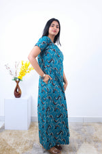 MANGAI New Regular Fit Cotton Printed Nighties - All Over Printed Stylish Nightwear for Stylish Women | Side Cut Pocket | Beautiful Nighties for Stylish Women's | Colourful Printed Cotton Nighties (SLB)