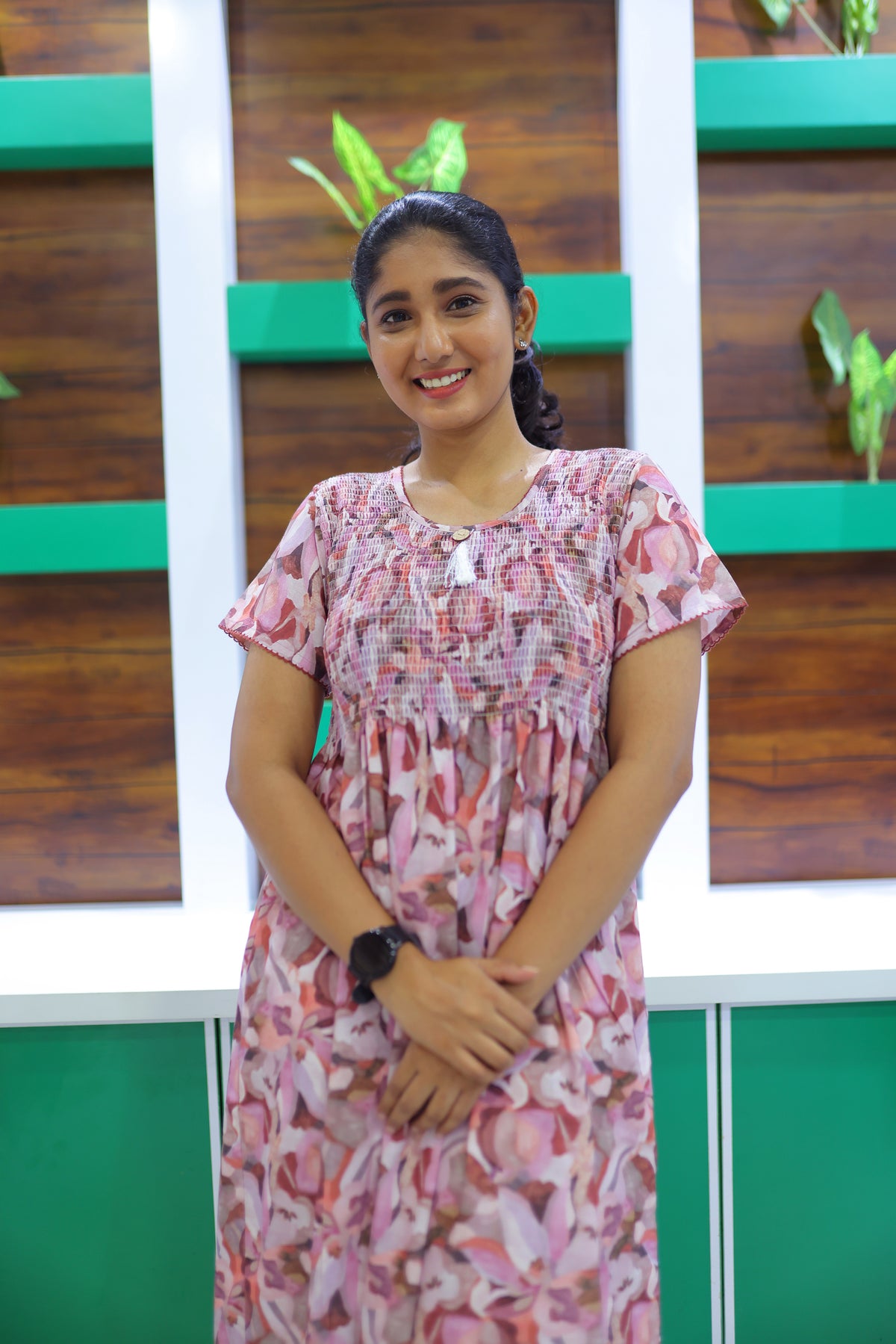 ALPINE Free Size Smocking Nighty | Beautiful Pleated Design | Side Pocket | Elastic Stretchable Model | Stylish Nighty for Trendy Women's (ALS-FS)