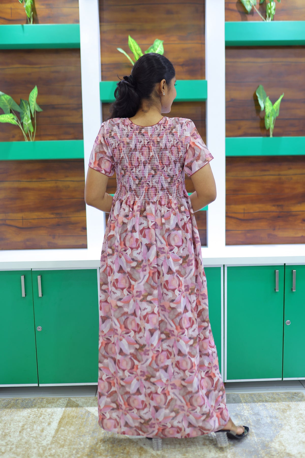 ALPINE Free Size Smocking Nighty | Beautiful Pleated Design | Side Pocket | Elastic Stretchable Model | Stylish Nighty for Trendy Women's (ALS-FS)