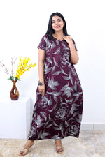 MANGAI New Regular Fit Cotton Printed Nighties - All Over Printed Stylish Nightwear for Stylish Women | Side Cut Pocket | Beautiful Nighties for Stylish Women's | Colourful Printed Cotton Nighties (SLB)