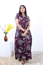 MANGAI New Regular Fit Cotton Printed Nighties - All Over Printed Stylish Nightwear for Stylish Women | Side Cut Pocket | Beautiful Nighties for Stylish Women's | Colourful Printed Cotton Nighties (SLB)