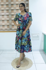 Rayon Colourful Foil Printing Gathering Frock Model Nighties | Side Pocket and Gathering Front Rope | Fancy Sleeve & Maxi Frock Nightwear for Stylish Women's (FGF)