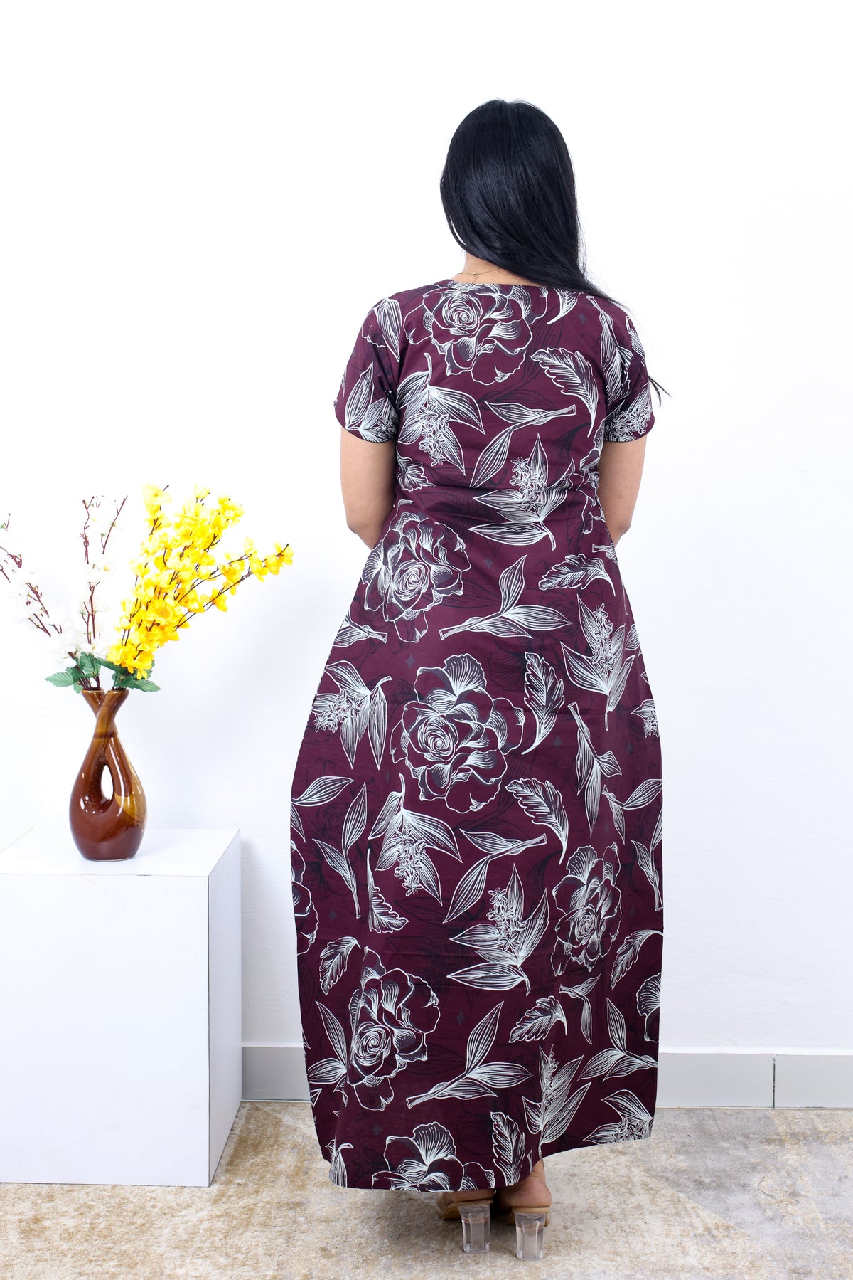 MANGAI New Regular Fit Cotton Printed Nighties - All Over Printed Stylish Nightwear for Stylish Women | Side Cut Pocket | Beautiful Nighties for Stylish Women's | Colourful Printed Cotton Nighties (SLB)