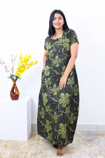 MANGAI New Regular Fit Cotton Printed Nighties - All Over Printed Stylish Nightwear for Stylish Women | Side Cut Pocket | Beautiful Nighties for Stylish Women's | Colourful Printed Cotton Nighties (SLB)