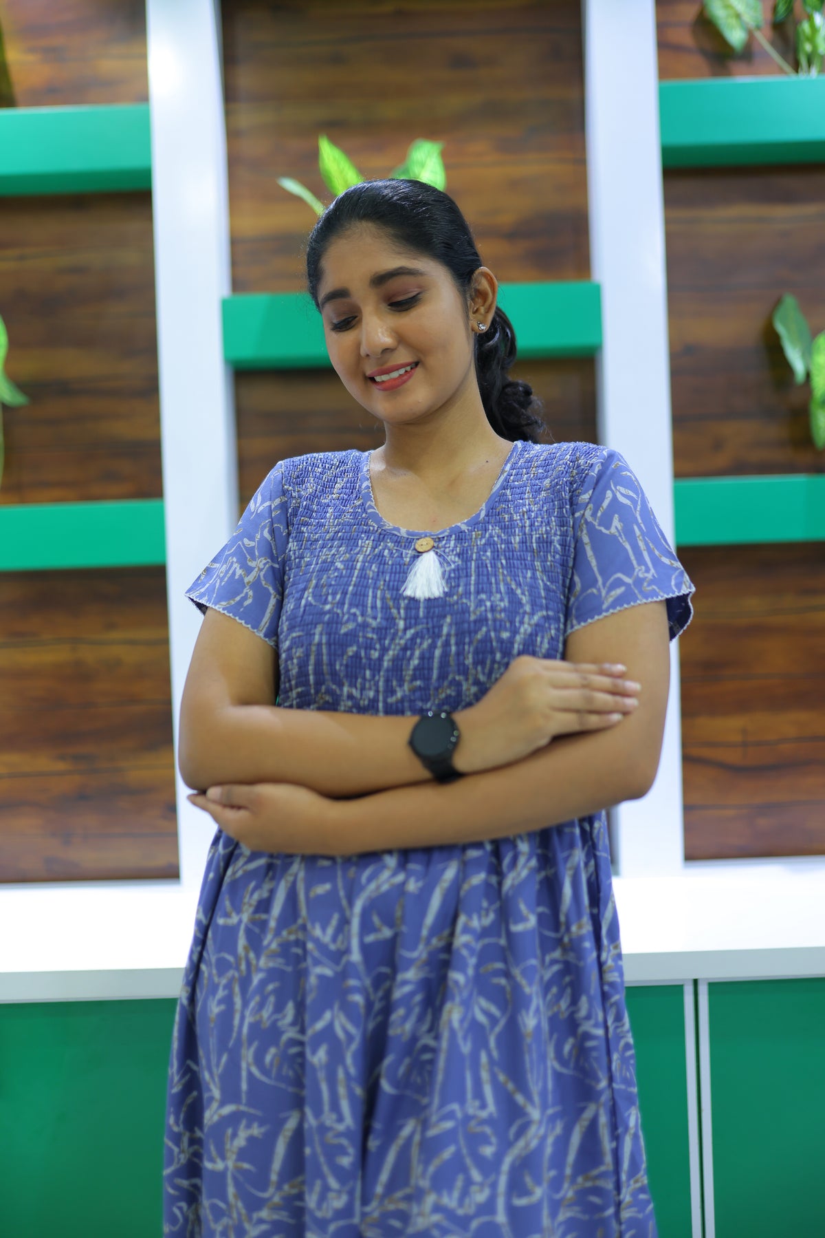 ALPINE Free Size Smocking Nighty | Beautiful Pleated Design | Side Pocket | Elastic Stretchable Model | Stylish Nighty for Trendy Women's(ALS-FS)