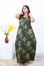 MANGAI New Regular Fit Cotton Printed Nighties - All Over Printed Stylish Nightwear for Stylish Women | Side Cut Pocket | Beautiful Nighties for Stylish Women's | Colourful Printed Cotton Nighties (SLB)