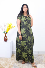 MANGAI New Regular Fit Cotton Printed Nighties - All Over Printed Stylish Nightwear for Stylish Women | Side Cut Pocket | Beautiful Nighties for Stylish Women's | Colourful Printed Cotton Nighties (SLB)