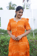 Rayon Colourful Foil Printing Gathering Frock Model Nighties | Side Pocket and Gathering Front Rope | Fancy Sleeve & Maxi Frock Nightwear for Stylish Women's (FGF)