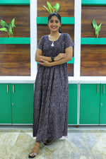 ALPINE Free Size Smocking Nighty | Beautiful Pleated Design | Side Pocket | Elastic Stretchable Model | Stylish Nighty for Trendy Women's(ALS-FS)