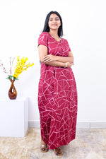 MANGAI New Regular Fit Cotton Printed Nighties - All Over Printed Stylish Nightwear for Stylish Women | Side Cut Pocket | Beautiful Nighties for Stylish Women's | Colourful Printed Cotton Nighties (SLB)