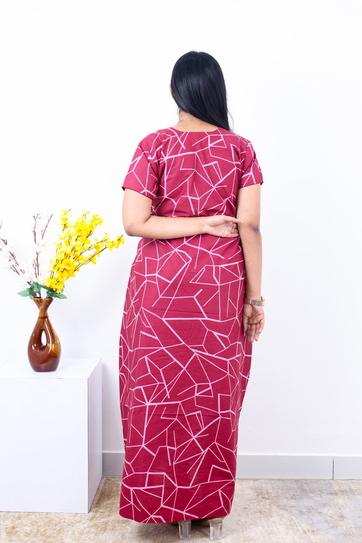 MANGAI New Regular Fit Cotton Printed Nighties - All Over Printed Stylish Nightwear for Stylish Women | Side Cut Pocket | Beautiful Nighties for Stylish Women's | Colourful Printed Cotton Nighties (SLB)