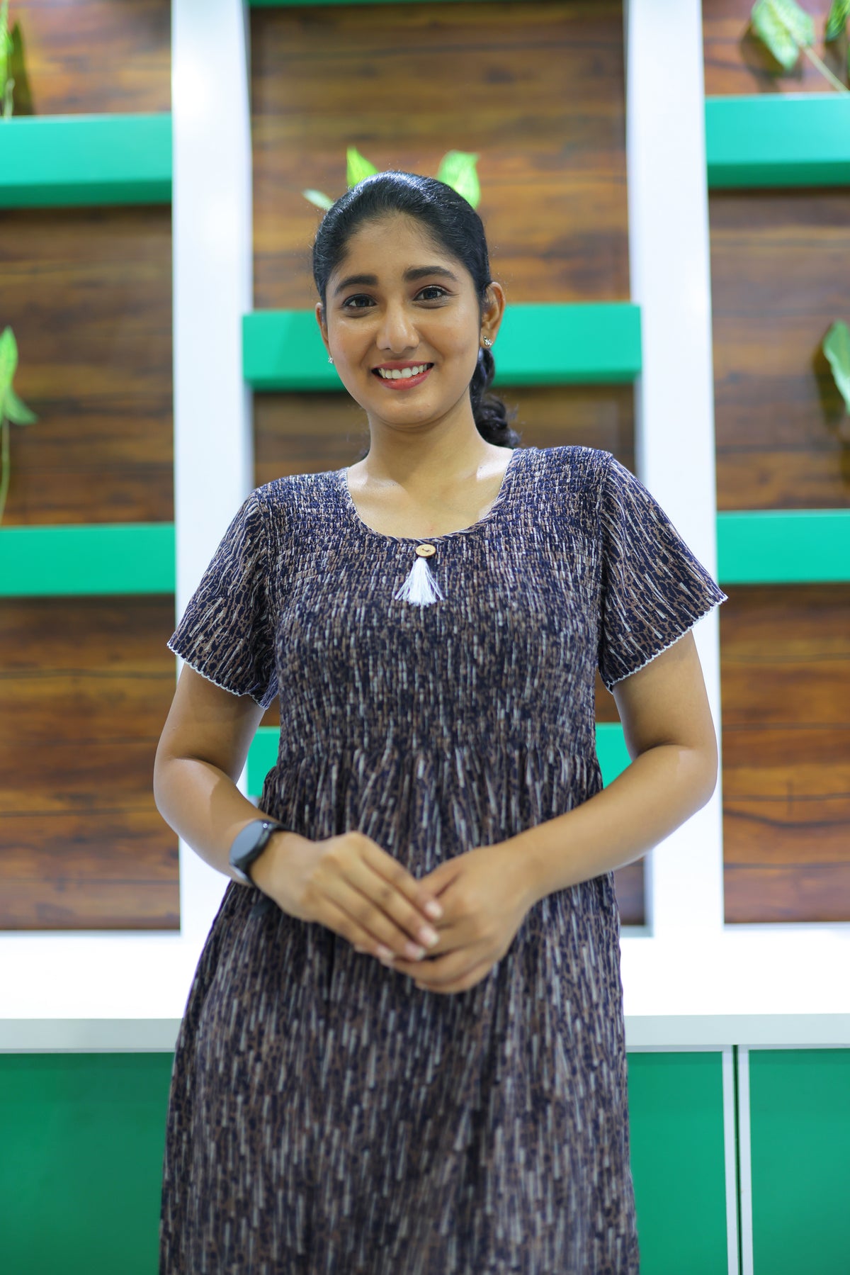 ALPINE Free Size Smocking Nighty | Beautiful Pleated Design | Side Pocket | Elastic Stretchable Model | Stylish Nighty for Trendy Women's(ALS-FS)