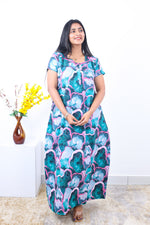 MANGAI New Regular Fit Cotton Printed Nighties - All Over Printed Stylish Nightwear for Stylish Women | Side Cut Pocket | Beautiful Nighties for Stylish Women's | Colourful Printed Cotton Nighties (SLB)