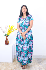 MANGAI New Regular Fit Cotton Printed Nighties - All Over Printed Stylish Nightwear for Stylish Women | Side Cut Pocket | Beautiful Nighties for Stylish Women's | Colourful Printed Cotton Nighties (SLB)