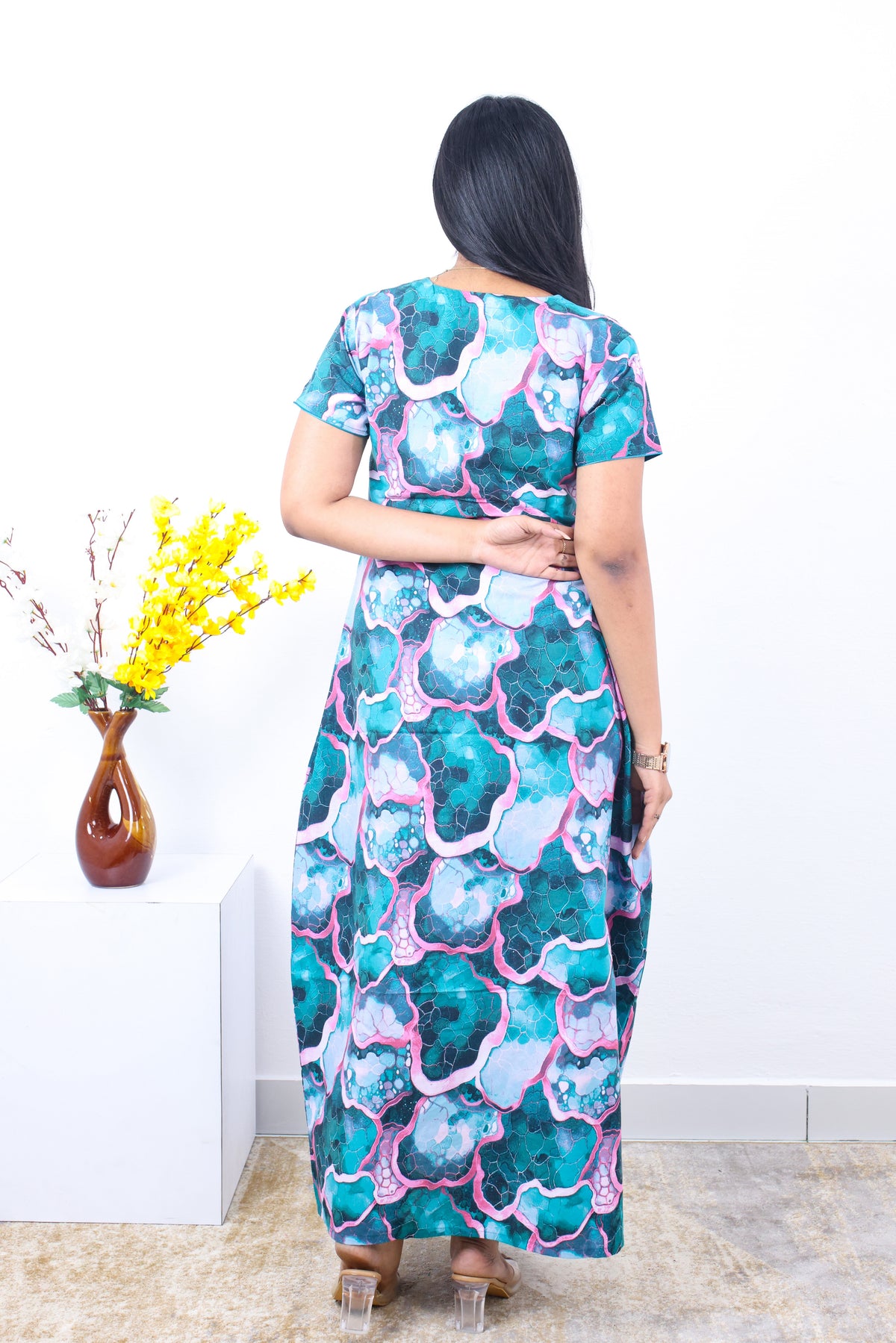 MANGAI New Regular Fit Cotton Printed Nighties - All Over Printed Stylish Nightwear for Stylish Women | Side Cut Pocket | Beautiful Nighties for Stylish Women's | Colourful Printed Cotton Nighties (SLB)