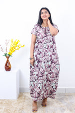 MANGAI New Regular Fit Cotton Printed Nighties - All Over Printed Stylish Nightwear for Stylish Women | Side Cut Pocket | Beautiful Nighties for Stylish Women's | Colourful Printed Cotton Nighties (SLB)