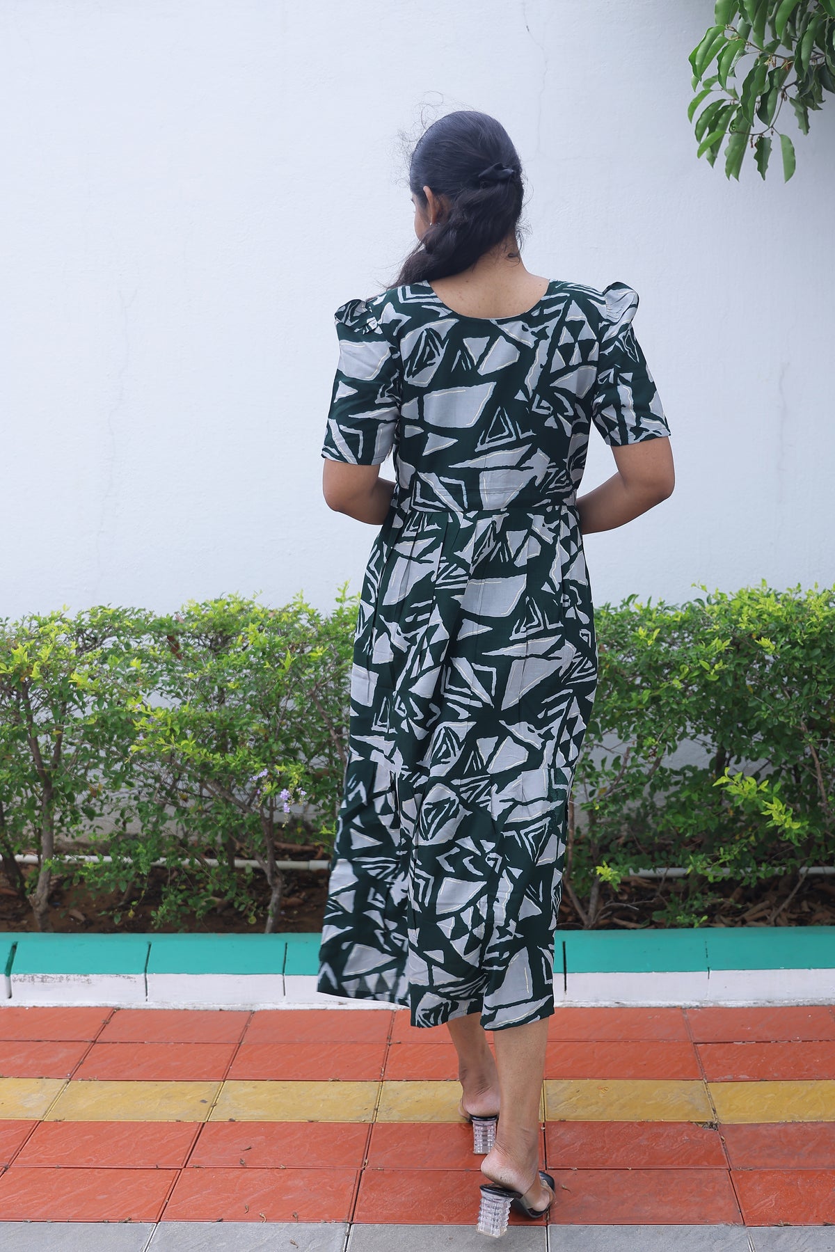 Rayon Colourful Foil Printing Gathering Frock Model Nighties | Side Pocket and Gathering Front Rope | Fancy Sleeve & Maxi Frock Nightwear for Stylish Women's (FGF)