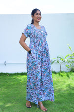 ALPINE Free Size Smocking Nighty | Beautiful Pleated Design | Side Pocket | Elastic Stretchable Model | Stylish Nighty for Trendy Women's (ALS-FS)