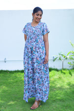 ALPINE Free Size Smocking Nighty | Beautiful Pleated Design | Side Pocket | Elastic Stretchable Model | Stylish Nighty for Trendy Women's (ALS-FS)