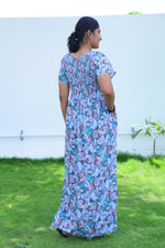 ALPINE Free Size Smocking Nighty | Beautiful Pleated Design | Side Pocket | Elastic Stretchable Model | Stylish Nighty for Trendy Women's (ALS-FS)