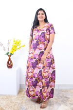 MANGAI New Regular Fit Cotton Printed Nighties - All Over Printed Stylish Nightwear for Stylish Women | Side Cut Pocket | Beautiful Nighties for Stylish Women's | Colourful Printed Cotton Nighties (SLB)