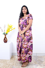 MANGAI New Regular Fit Cotton Printed Nighties - All Over Printed Stylish Nightwear for Stylish Women | Side Cut Pocket | Beautiful Nighties for Stylish Women's | Colourful Printed Cotton Nighties (SLB)