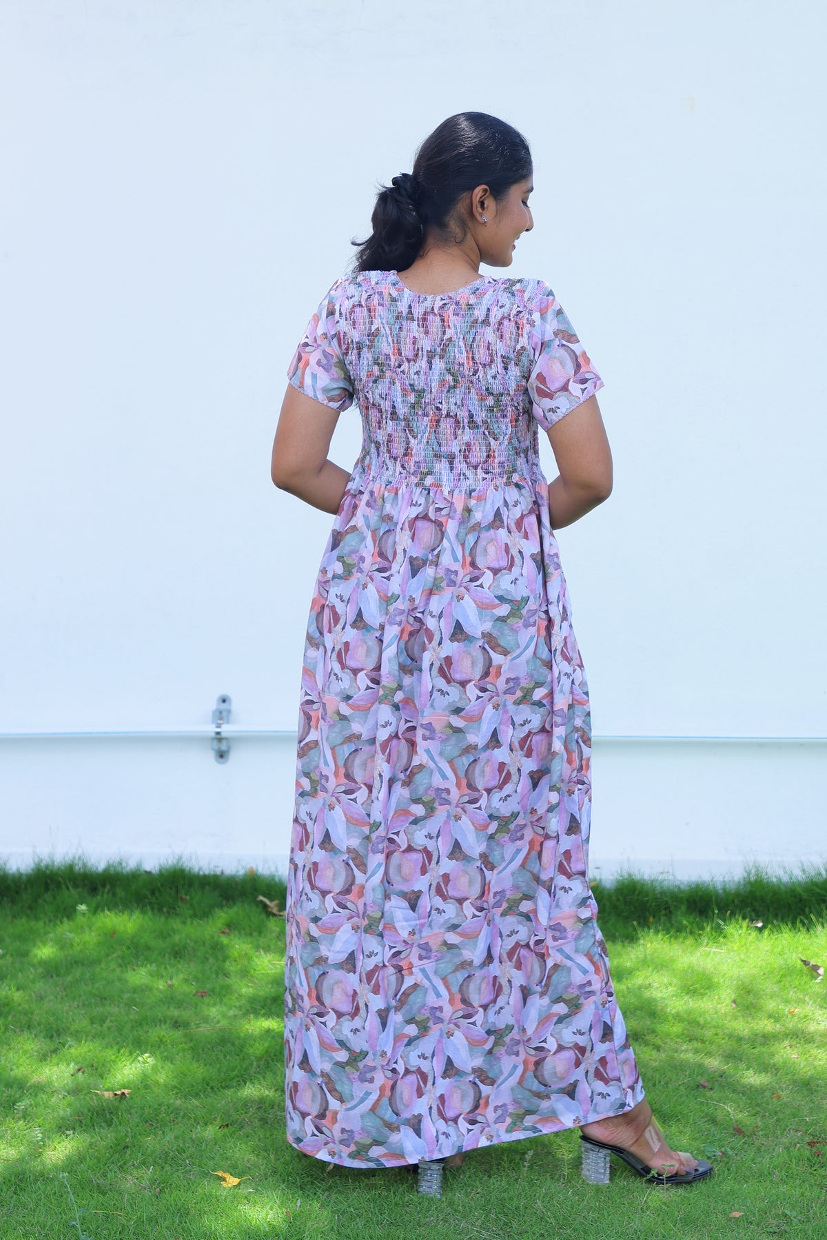 ALPINE Free Size Smocking Nighty | Beautiful Pleated Design | Side Pocket | Elastic Stretchable Model | Stylish Nighty for Trendy Women's (ALS-FS)