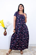 MANGAI New Regular Fit Cotton Printed Nighties - All Over Printed Stylish Nightwear for Stylish Women | Side Cut Pocket | Beautiful Nighties for Stylish Women's | Colourful Printed Cotton Nighties (SLB)