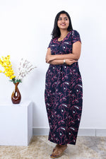 MANGAI Premium Cotton Printed Pleated Model Half Sleeve 3XL Size Nighties - Fancy Neck | With Side Pocket |Shrinkage Free Nighties | Trendy Collection's for Stylish Women's (3PZZ)