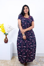 MANGAI New Regular Fit Cotton Printed Nighties - All Over Printed Stylish Nightwear for Stylish Women | Side Cut Pocket | Beautiful Nighties for Stylish Women's | Colourful Printed Cotton Nighties (SLB)