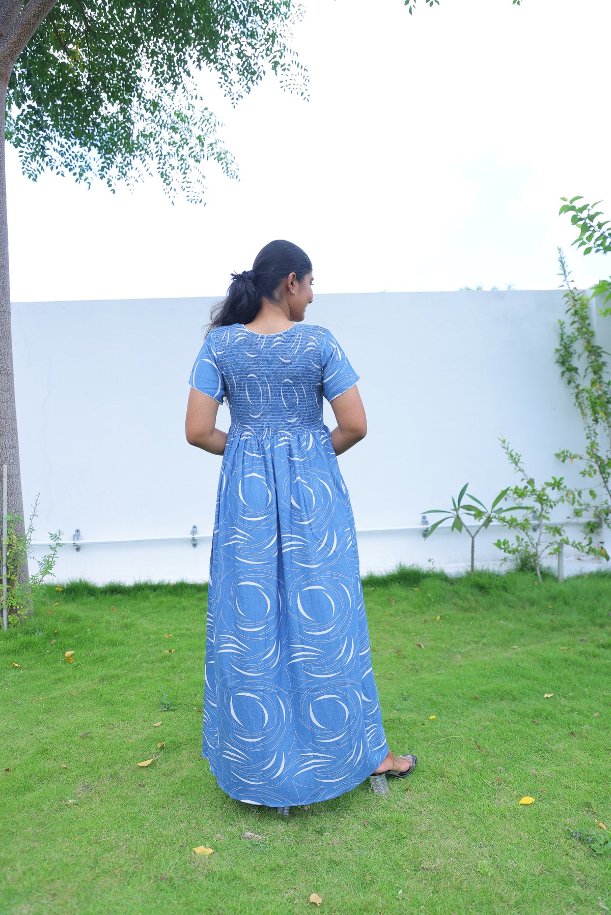 ALPINE Free Size Smocking Nighty | Beautiful Pleated Design | Side Pocket | Elastic Stretchable Model | Stylish Nighty for Trendy Women's(ALS-FS)