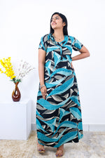 MANGAI New Regular Fit Cotton Printed Nighties - All Over Printed Stylish Nightwear for Stylish Women | Side Cut Pocket | Beautiful Nighties for Stylish Women's | Colourful Printed Cotton Nighties (SLB)