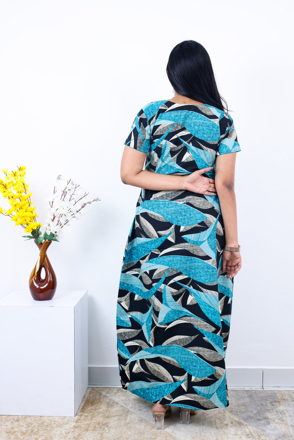 MANGAI New Regular Fit Cotton Printed Nighties - All Over Printed Stylish Nightwear for Stylish Women | Side Cut Pocket | Beautiful Nighties for Stylish Women's | Colourful Printed Cotton Nighties (SLB)