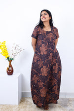 MANGAI New Regular Fit Cotton Printed Nighties - All Over Printed Stylish Nightwear for Stylish Women | Side Cut Pocket | Beautiful Nighties for Stylish Women's | Colourful Printed Cotton Nighties (SLB)