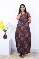 MANGAI New Regular Fit Cotton Printed Nighties - All Over Printed Stylish Nightwear for Stylish Women | Side Cut Pocket | Beautiful Nighties for Stylish Women's | Colourful Printed Cotton Nighties (SLB)