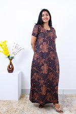 MANGAI New Regular Fit Cotton Printed Nighties - All Over Printed Stylish Nightwear for Stylish Women | Side Cut Pocket | Beautiful Nighties for Stylish Women's | Colourful Printed Cotton Nighties (SLB)