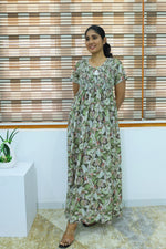 ALPINE Free Size Smocking Nighty | Beautiful Pleated Design | Side Pocket | Elastic Stretchable Model | Stylish Nighty for Trendy Women's (ALS-FS)