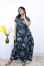 MANGAI New Regular Fit Cotton Printed Nighties - All Over Printed Stylish Nightwear for Stylish Women | Side Cut Pocket | Beautiful Nighties for Stylish Women's | Colourful Printed Cotton Nighties (SLB)