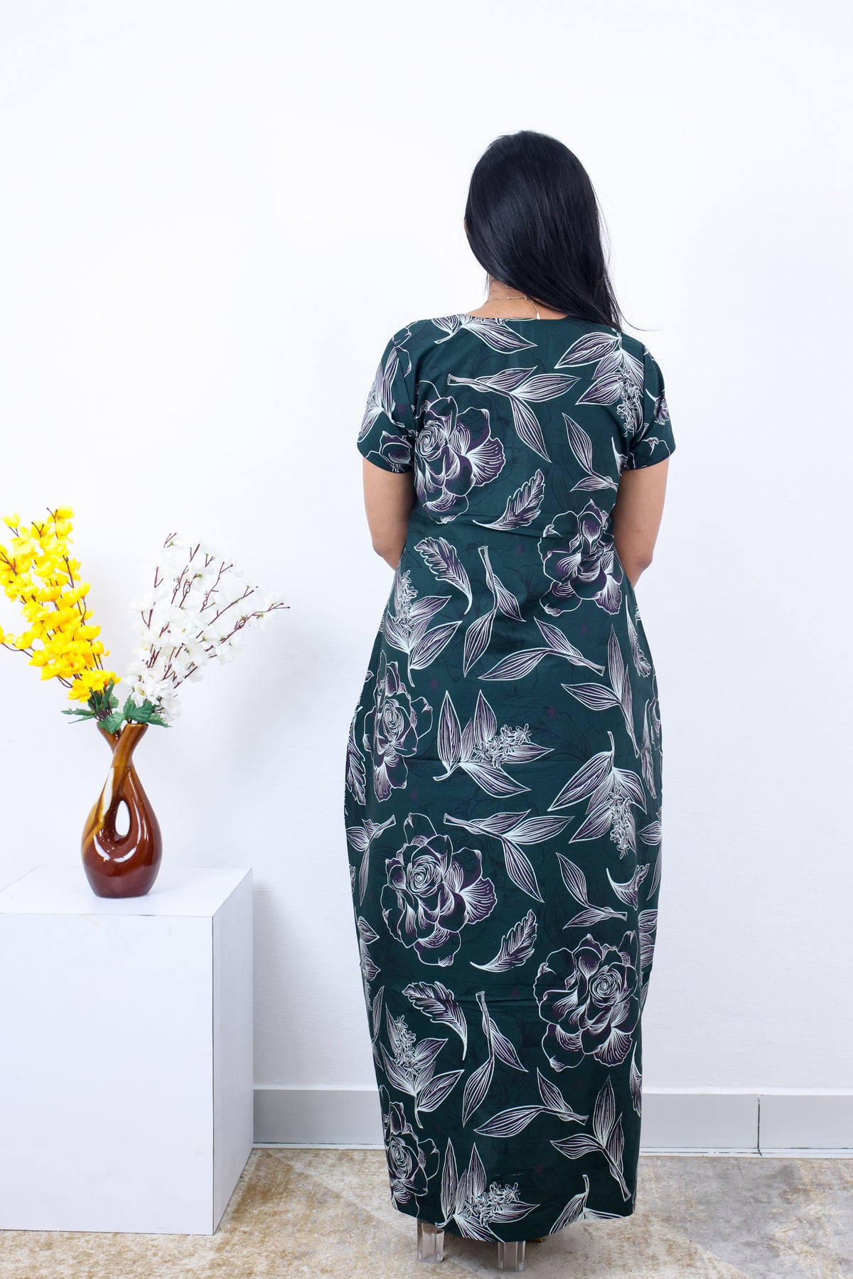 MANGAI New Regular Fit Cotton Printed Nighties - All Over Printed Stylish Nightwear for Stylish Women | Side Cut Pocket | Beautiful Nighties for Stylish Women's | Colourful Printed Cotton Nighties (SLB)