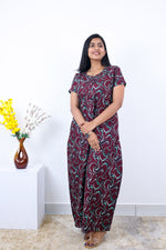 MANGAI New Regular Fit Cotton Printed Nighties - All Over Printed Stylish Nightwear for Stylish Women | Side Cut Pocket | Beautiful Nighties for Stylish Women's | Colourful Printed Cotton Nighties (SLB)