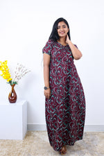 MANGAI New Regular Fit Cotton Printed Nighties - All Over Printed Stylish Nightwear for Stylish Women | Side Cut Pocket | Beautiful Nighties for Stylish Women's | Colourful Printed Cotton Nighties (SLB)