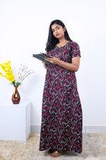 MANGAI New Regular Fit Cotton Printed Nighties - All Over Printed Stylish Nightwear for Stylish Women | Side Cut Pocket | Beautiful Nighties for Stylish Women's | Colourful Printed Cotton Nighties (SLB)