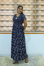 ALPINE Free Size Smocking Nighty | Beautiful Pleated Design | Side Pocket | Elastic Stretchable Model | Stylish Nighty for Trendy Women's(ALS-FS)