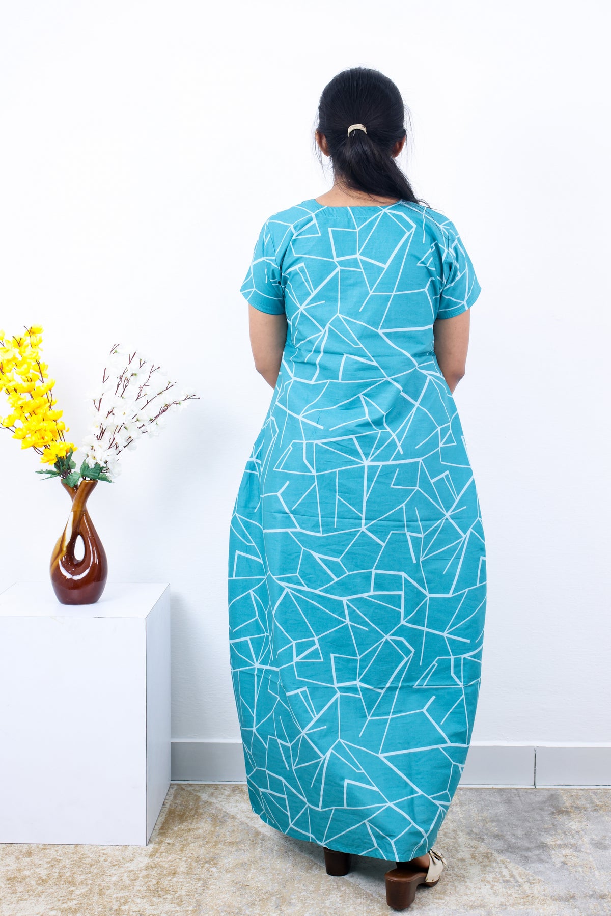 MANGAI New Regular Fit Cotton Printed Nighties - All Over Printed Stylish Nightwear for Stylish Women | Side Cut Pocket | Beautiful Nighties for Stylish Women's | Colourful Printed Cotton Nighties (SLB)