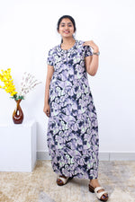 MANGAI New Regular Fit Cotton Printed Nighties - All Over Printed Stylish Nightwear for Stylish Women | Side Cut Pocket | Beautiful Nighties for Stylish Women's | Colourful Printed Cotton Nighties (SLB)