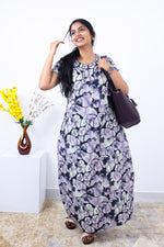 MANGAI New Regular Fit Cotton Printed Nighties - All Over Printed Stylish Nightwear for Stylish Women | Side Cut Pocket | Beautiful Nighties for Stylish Women's | Colourful Printed Cotton Nighties (SLB)