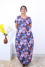 MANGAI New Regular Fit Cotton Printed Nighties - All Over Printed Stylish Nightwear for Stylish Women | Side Cut Pocket | Beautiful Nighties for Stylish Women's | Colourful Printed Cotton Nighties (SLB)