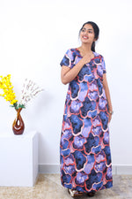 MANGAI New Regular Fit Cotton Printed Nighties - All Over Printed Stylish Nightwear for Stylish Women | Side Cut Pocket | Beautiful Nighties for Stylish Women's | Colourful Printed Cotton Nighties (SLB)