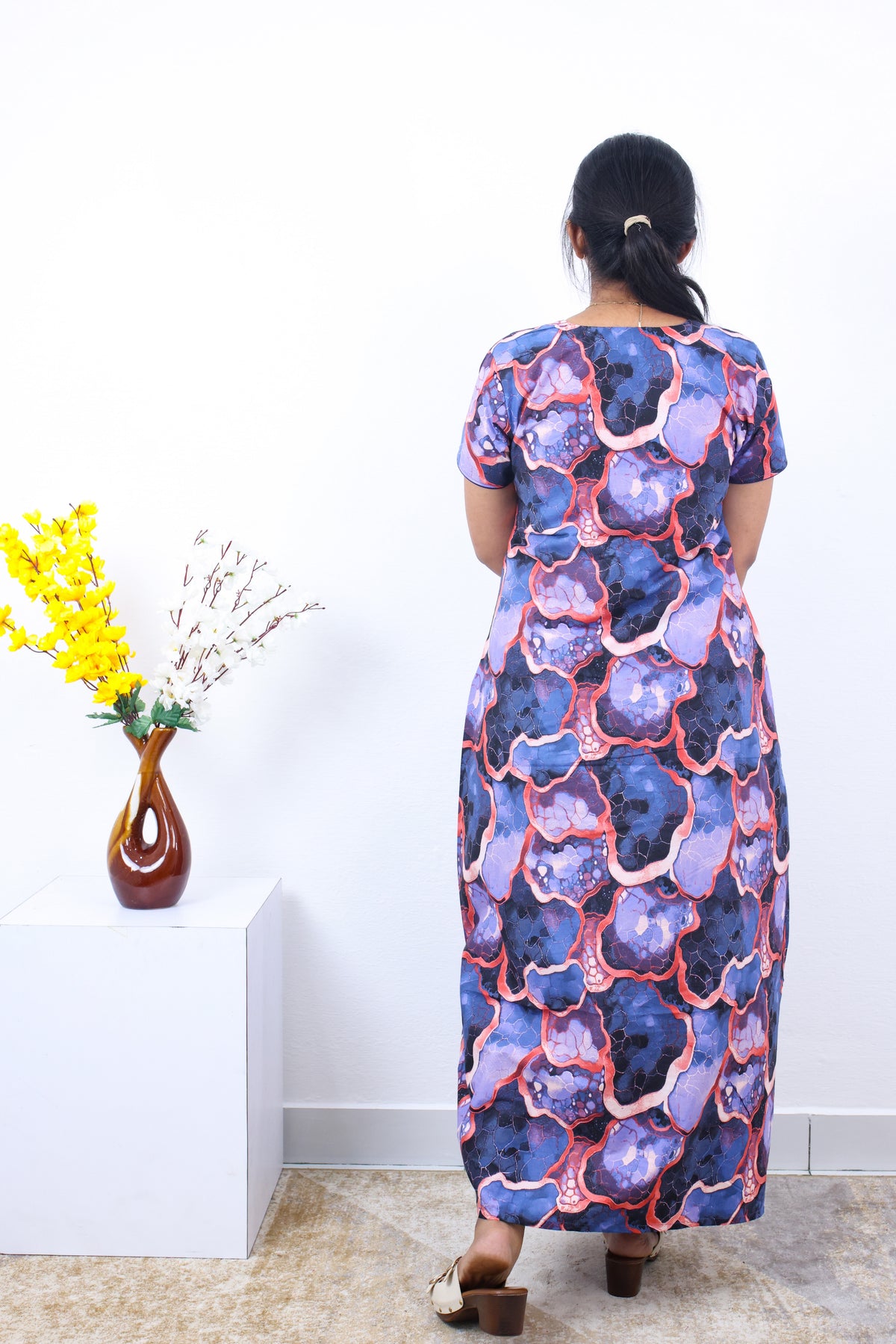 MANGAI New Regular Fit Cotton Printed Nighties - All Over Printed Stylish Nightwear for Stylish Women | Side Cut Pocket | Beautiful Nighties for Stylish Women's | Colourful Printed Cotton Nighties (SLB)